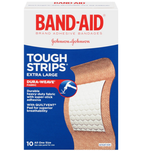 Band-Aid Brand Adhesive Bandages Extra Large Tough Strips 10 Count