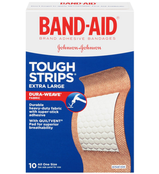 Band-Aid Brand Adhesive Bandages Extra Large Tough Strips 10 Count
