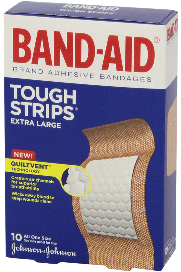 Band-Aid Brand Adhesive Bandages Extra Large Tough Strips 10 Count
