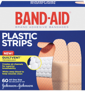 Band-Aid Brand Adhesive Bandages Plastic Strips Assorted 60 Count