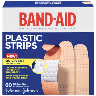 Band-Aid Brand Adhesive Bandages Plastic Strips Assorted 60 Count