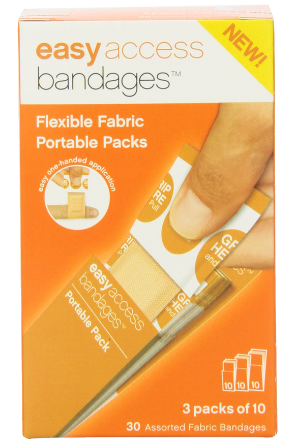 Easy Care Easy Access Bandage Fabric Assorted Large Medium and Junior 30 Count